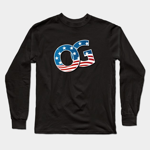 USA Flag Patriotic OG Long Sleeve T-Shirt by Duds4Fun